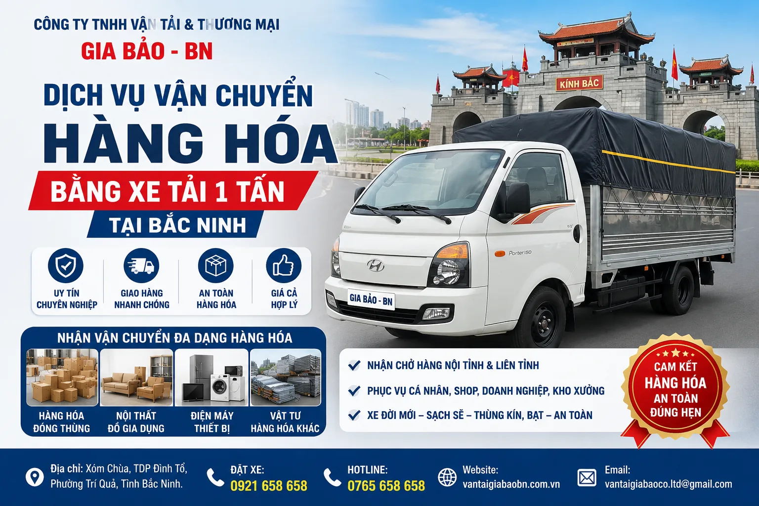 Dịch Vụ Vận Chuyển Hàng Hóa Xe Tải 1 Tấn Tại Bắc Ninh